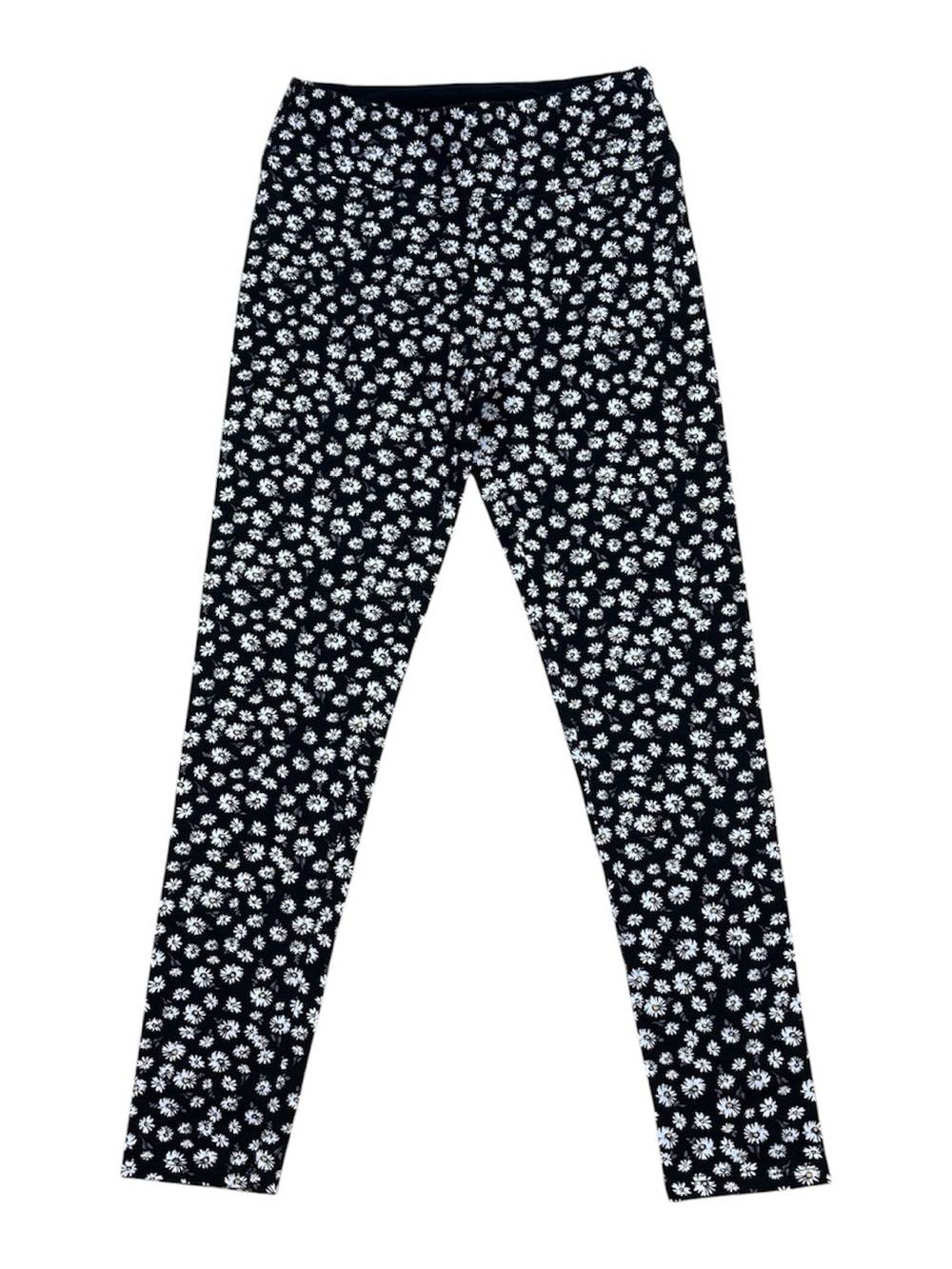 SO Black Leggings with White Daisy Floral Print